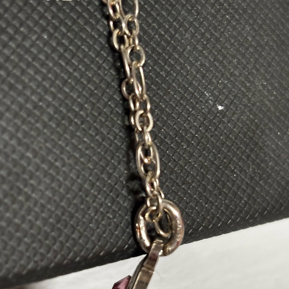 Coach Silver Necklace- White “COACH” Charm with Pink Rhinestone Center - Picture 7 of 8